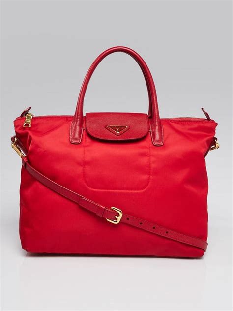 prada bn2541|Red Tessuto Nylon and Saffiano Leather Tote Bag BN2541.